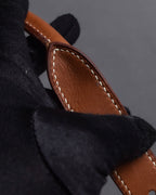 "HERMES" Hand stitched contrast saddle leather belt