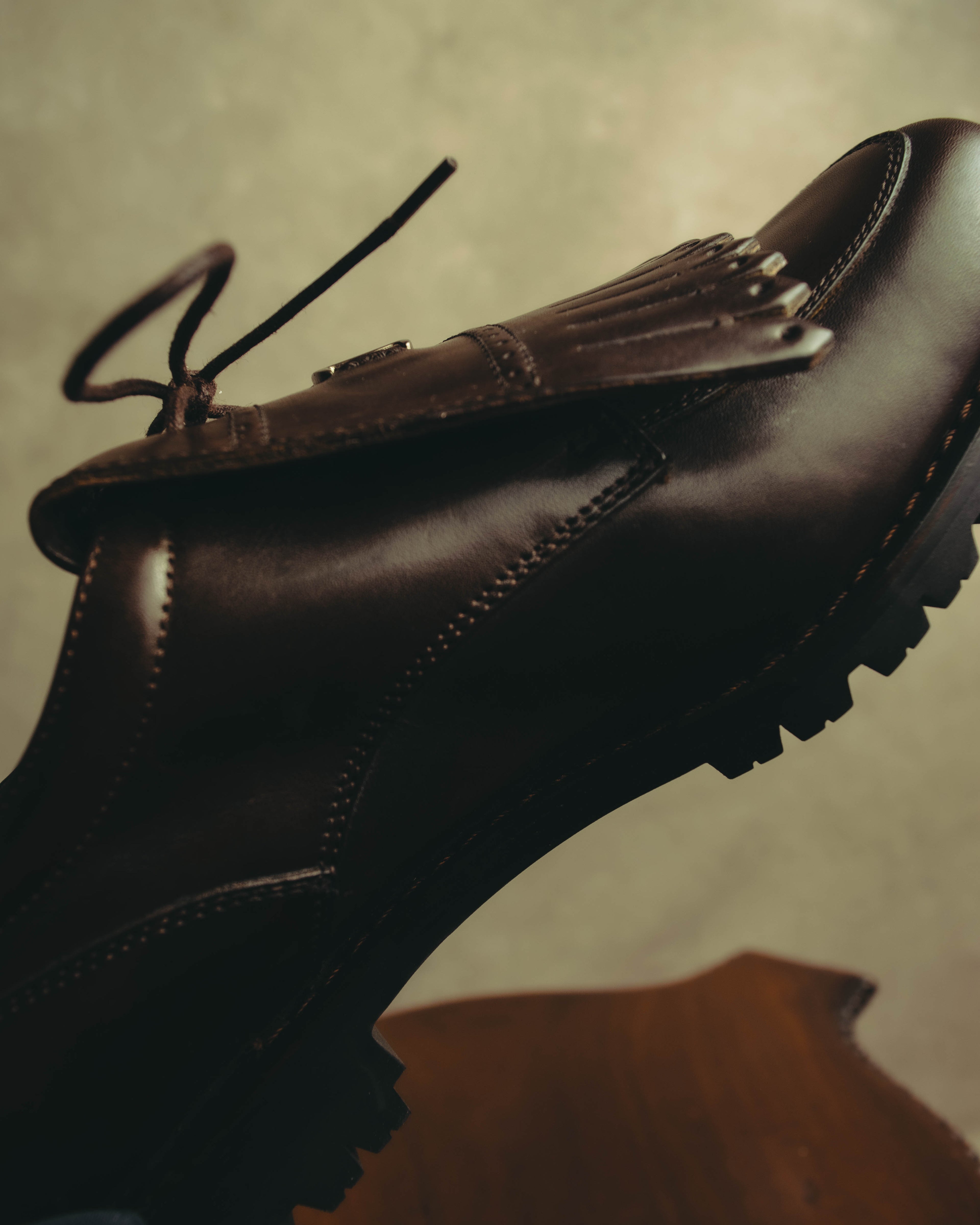 "Salvatore Ferragamo" 90's-00's Kiltie fringe leather derby shoes