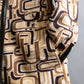 "PRADA" 1996fall Geometric pattern leather trim design mid length coat