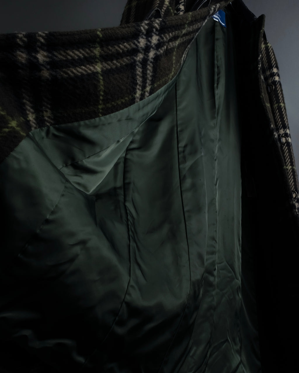 "BURBERRY" Leather switching design check tweed coat