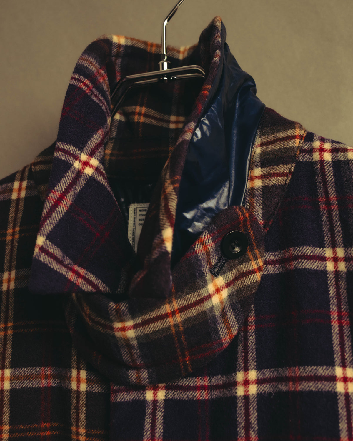 “sacai” 2010's Tartan wool cashmere padded hybrid coat