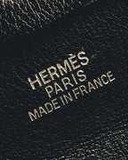 "Hermès" Black grained leather coin case