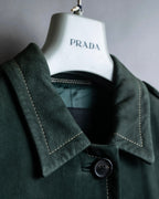 "PRADA" Stitching design suede belted coat