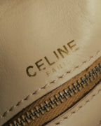 "CELINE" 80's-90's Vintage triangle flap gather leather shoulder bag
