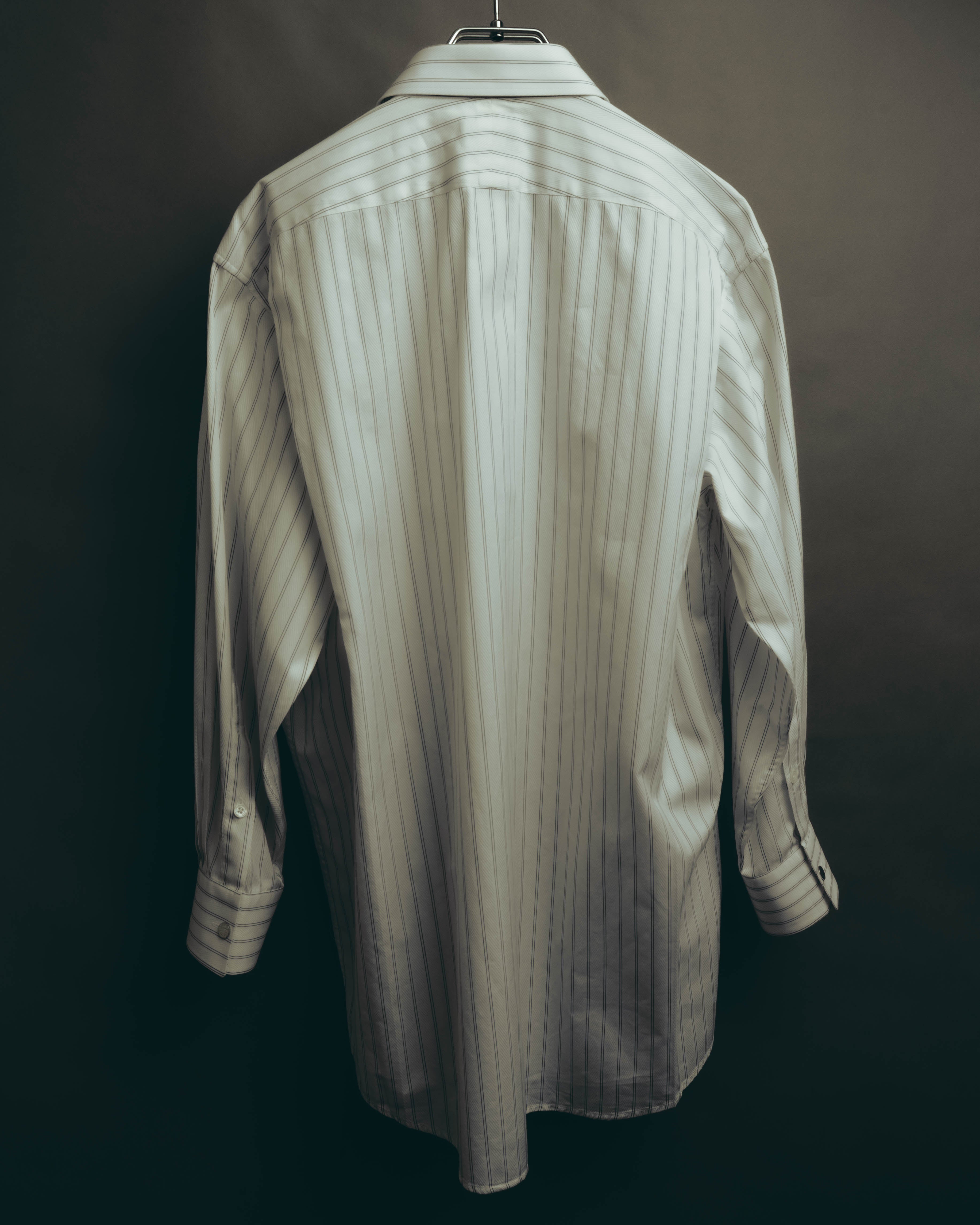 -SPECIAL- “HERMES” 80’s tonal jacquard pinstripe French cuff shirt