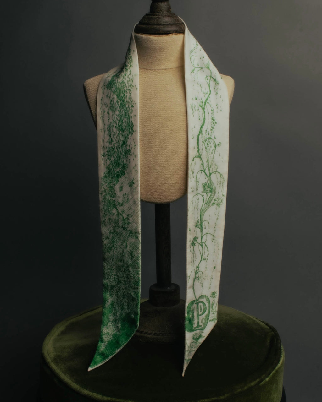 "DIOR" Green printed silk mitzah scarf