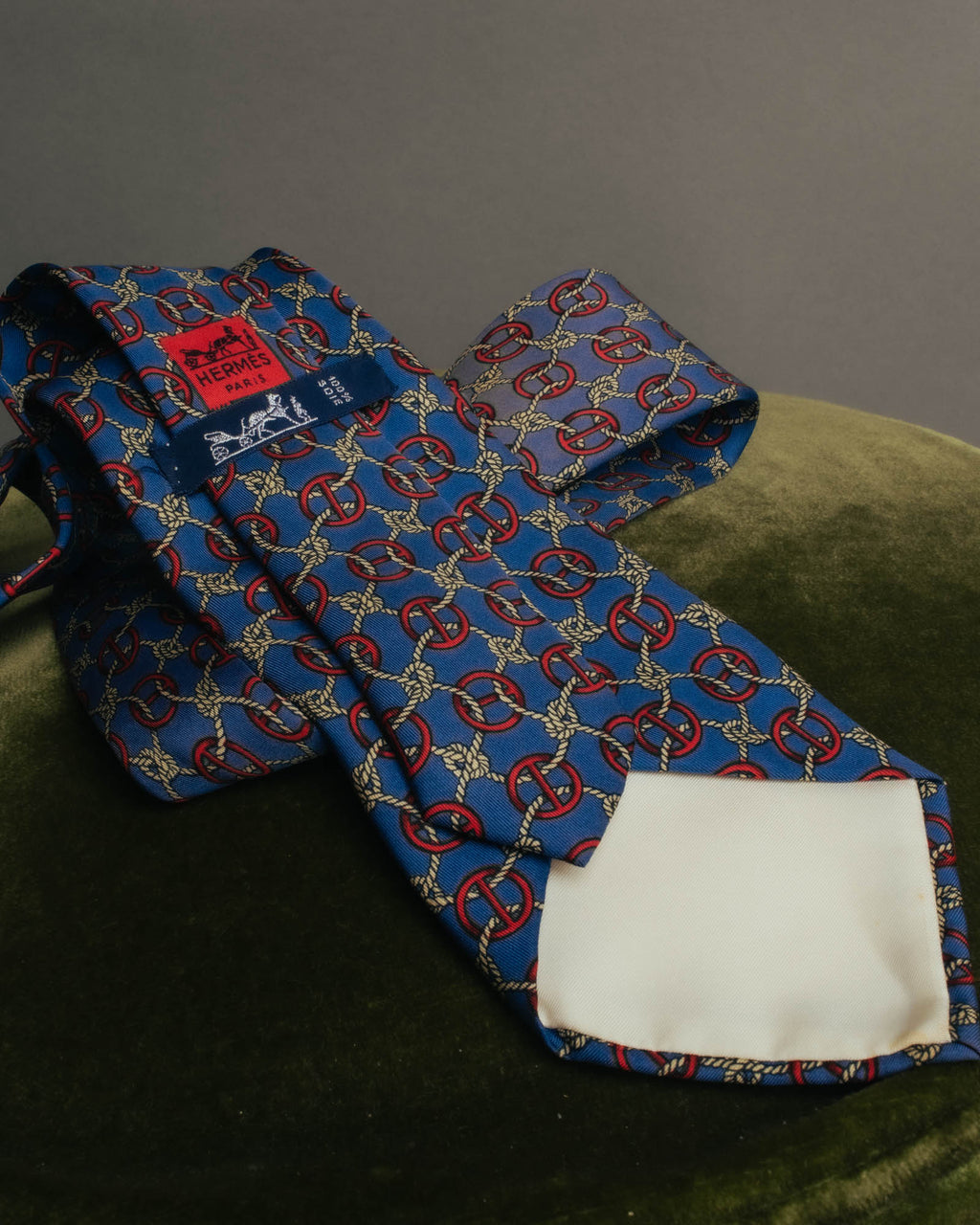 “HERMÈS” 90’s Rope and H motif silk tie