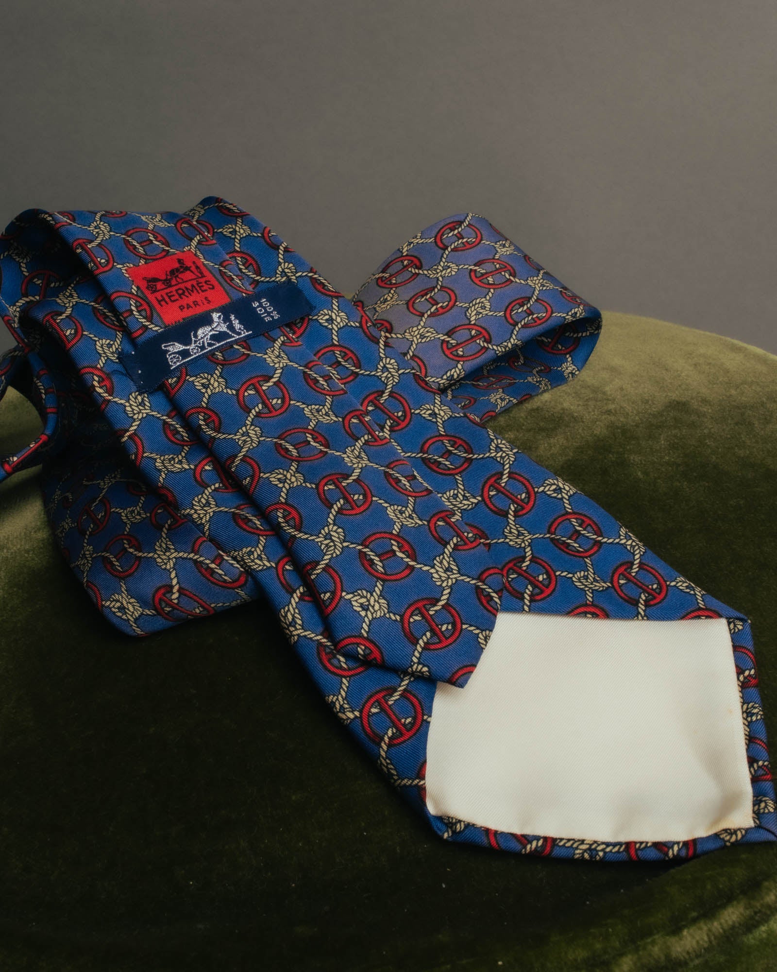 “HERMÈS” 90’s Rope and H motif silk tie
