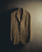 -SPECIAL- "Hermès" 80's-00's Leather collar tailored blazer