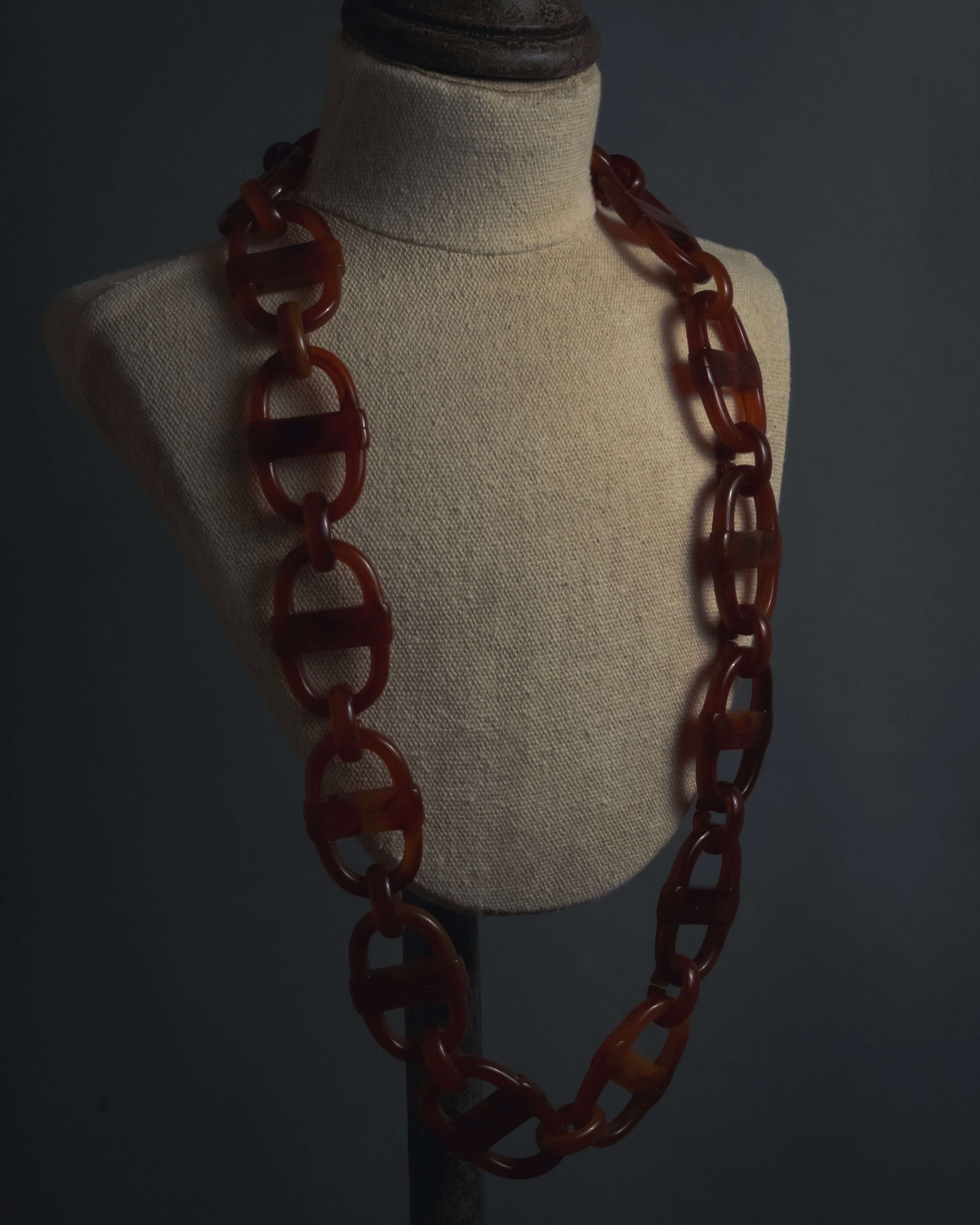 "Christian Dior" Sculptural tortoiseshell resin chain necklace