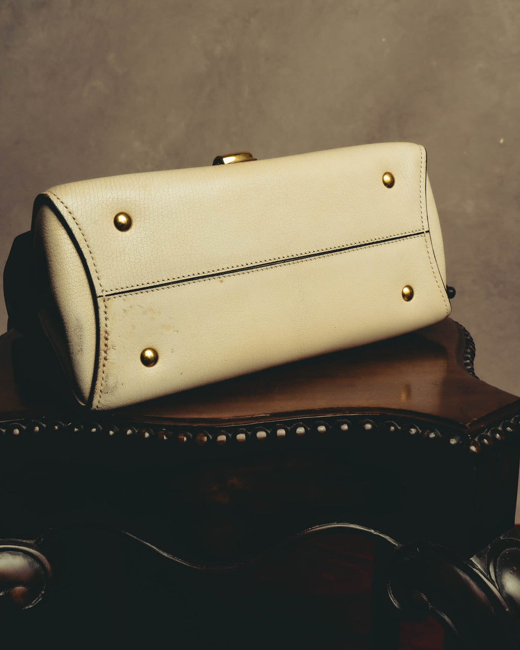"Salvatore Ferragamo" 20's Bicolor leather top-handle bag