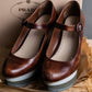 "PRADA" Brown leather stepped sole wedge heel pumps