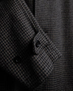 "tricot COMME des GARCONS" Leather collar design houndstooth pattern oversized long coat