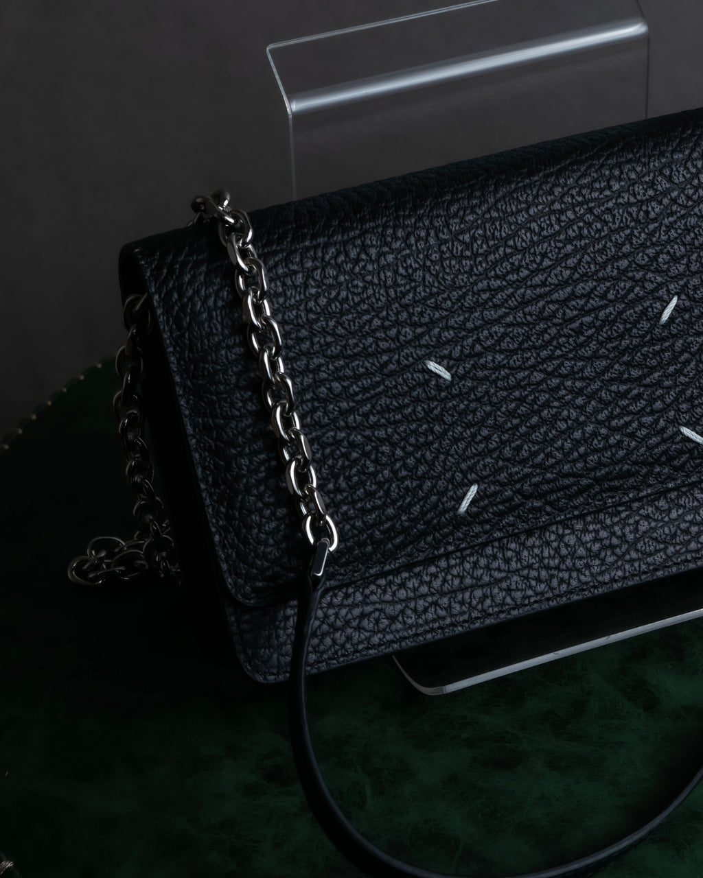 "MAISON MARGIELA" Grained leather chain wallet bag