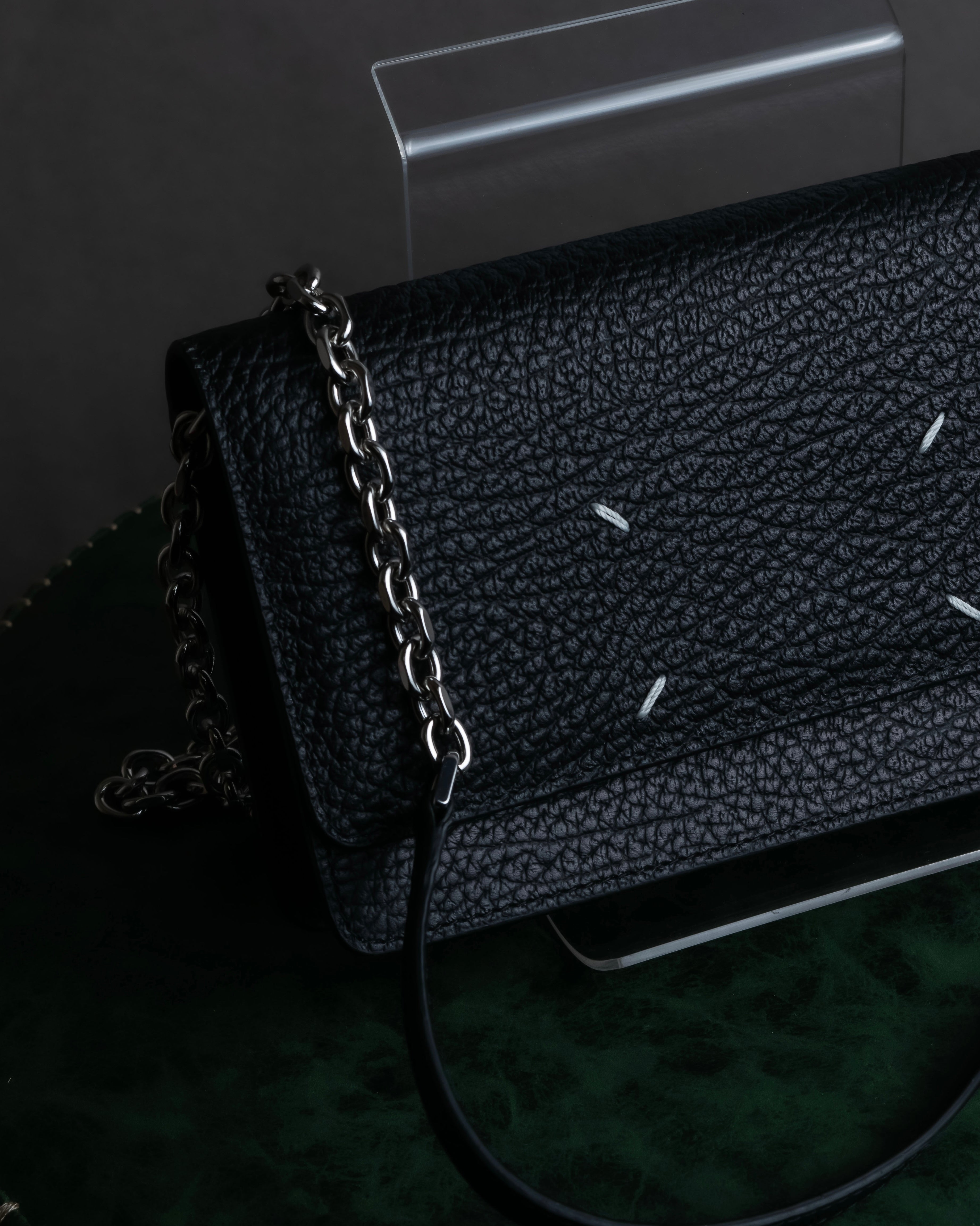 "MAISON MARGIELA" Grained leather chain wallet bag