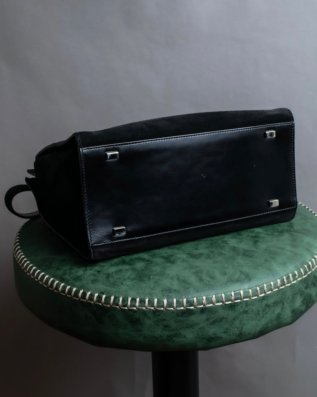 "CELINE" Horizontal form suede one-handle bag