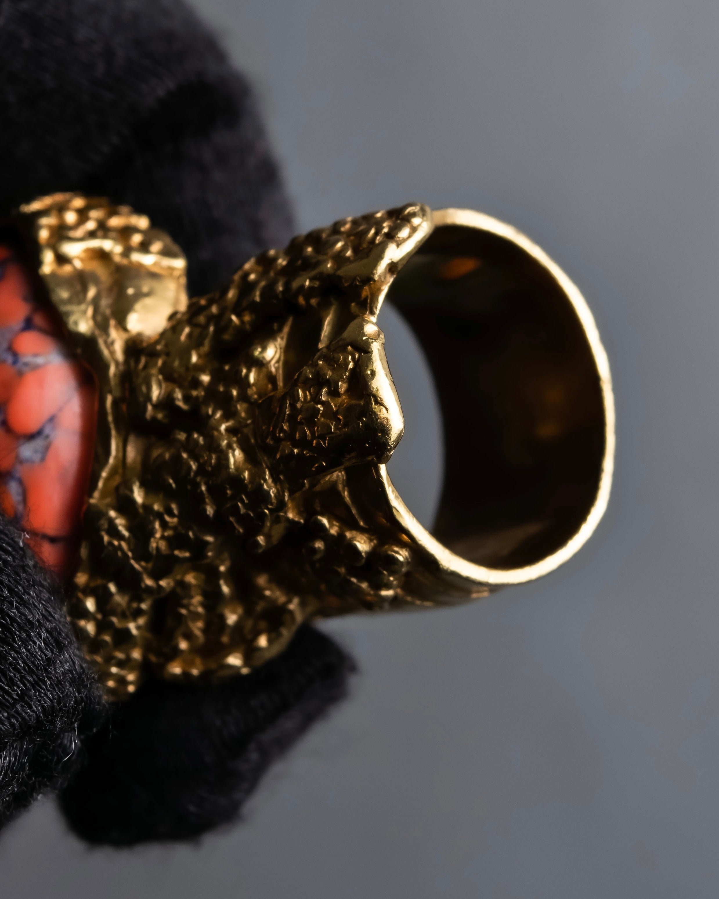 "YVES SAINT LAURENT" Treasure box style turquoise artillery ring