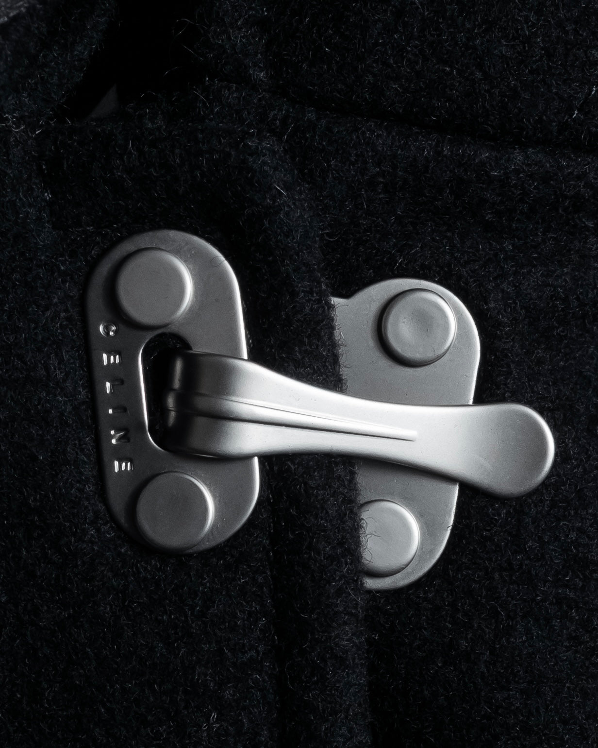 "CELINE" Hedi Slimane period metal buckle design long coat