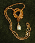 –SPECIAL– “Christian Dior” 80’s-90’s rope knot pearl drop necklace