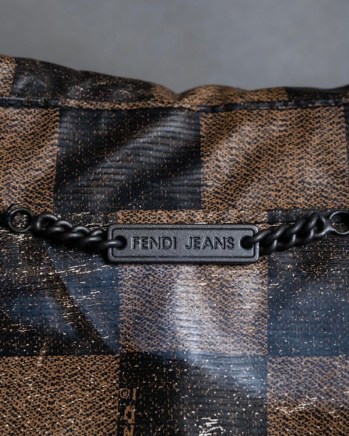 "FENDI" Pecan checkered belted mid length coat