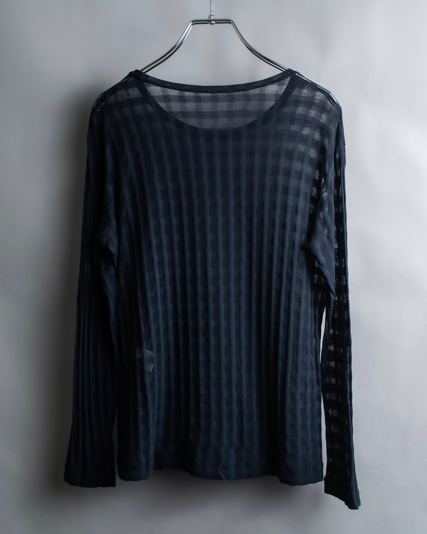 "ISSEY MIYAKE" Checkered see through pullover