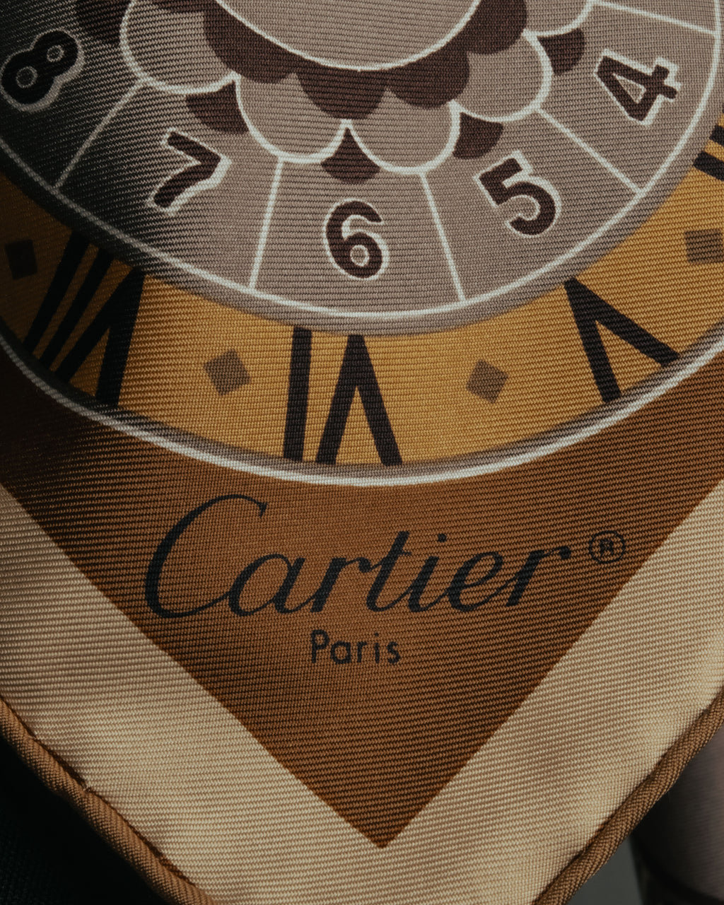 “Cartier“ 80’s-90’s Timepiece motif silk scarf