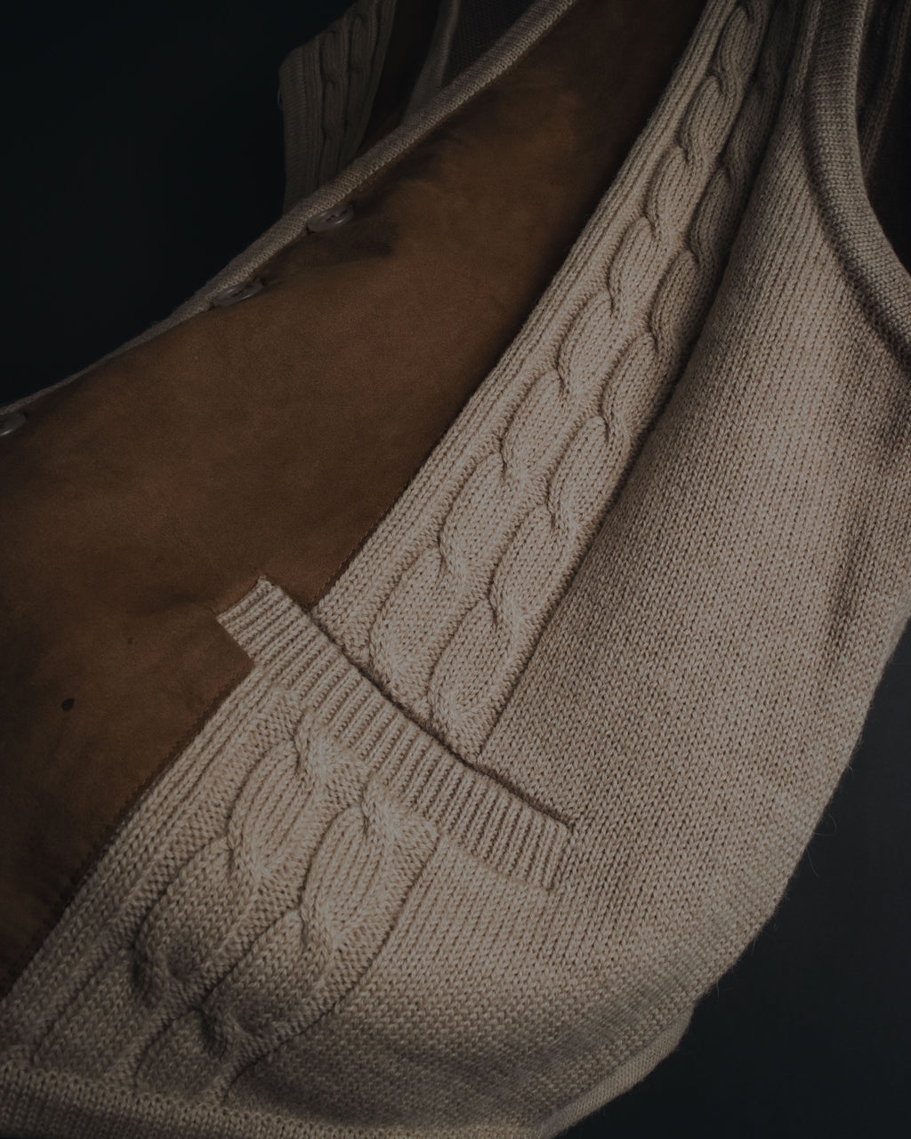 "Christian Dior" 90’s cable knit＆suede panel vest
