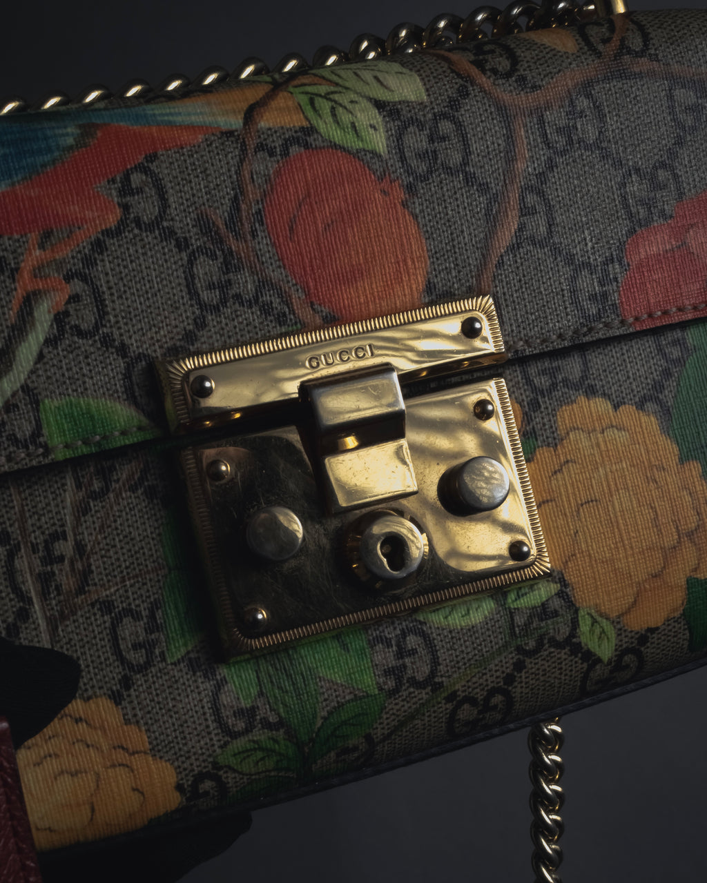 -SPECIAL- "GUCCI" Michele-era floral padlock design chain shoulder bag