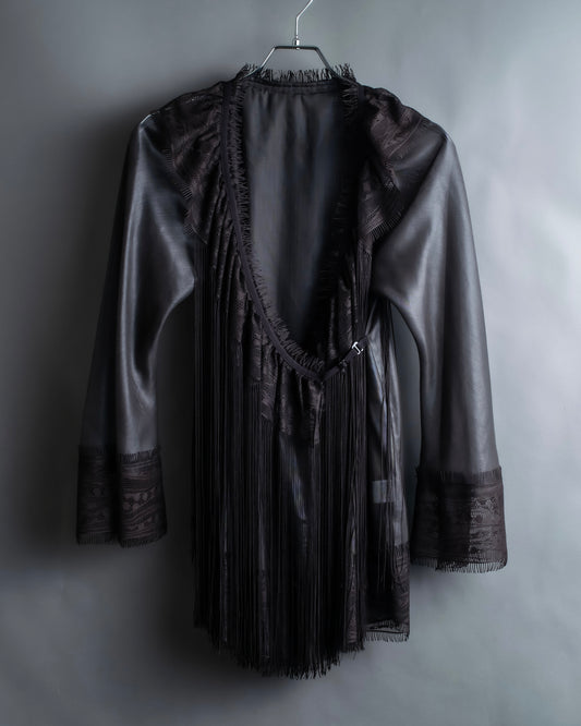 "ISSEY MIYAKE" Fringe design embroidered jacket