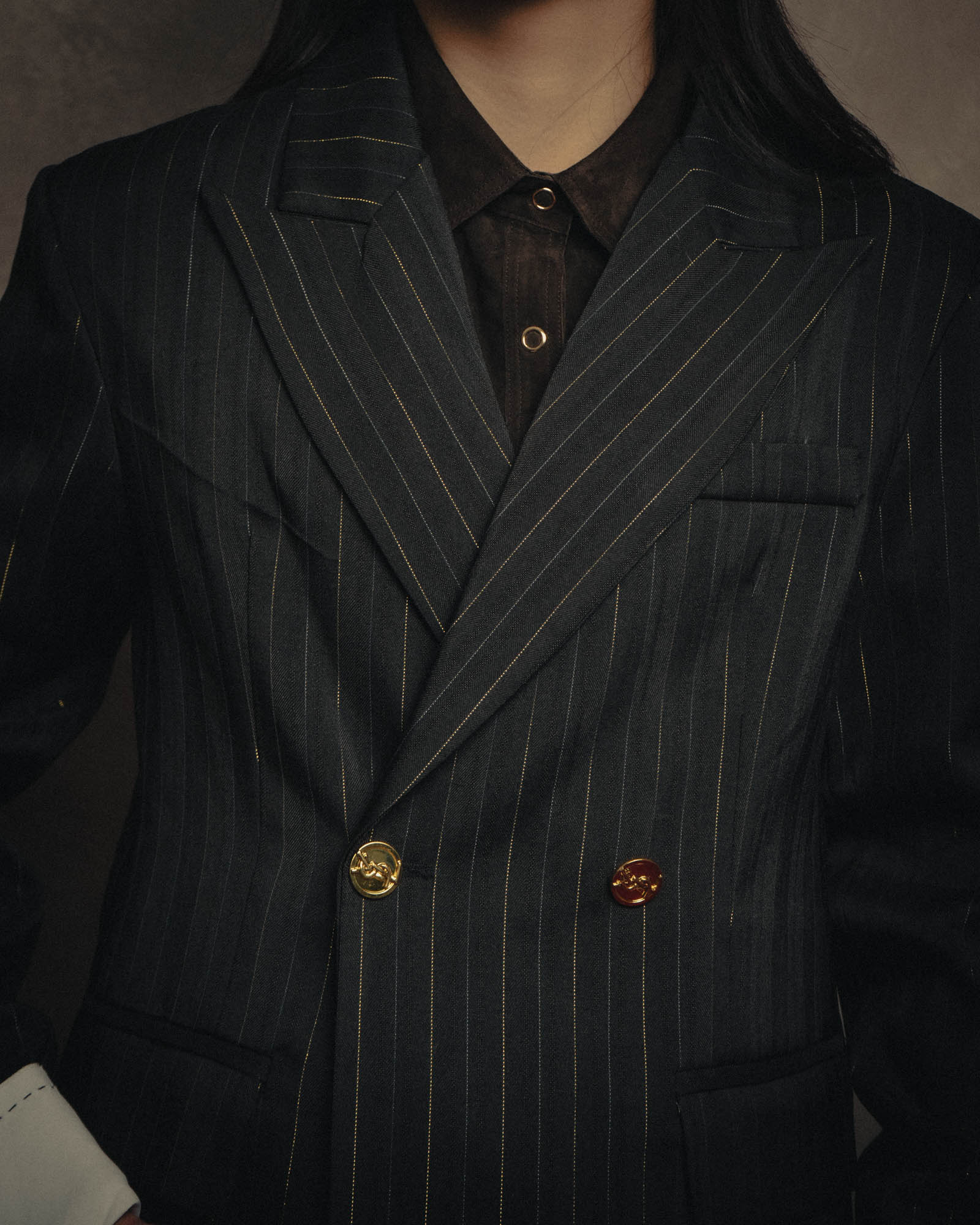 -SPECIAL-“SAINT LAURENT” 18's- Modern pinstripe double breasted jacket