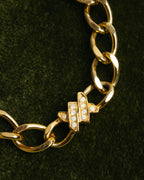 "Christian Dior" 90's Gold tone rhinestone chain bracelet