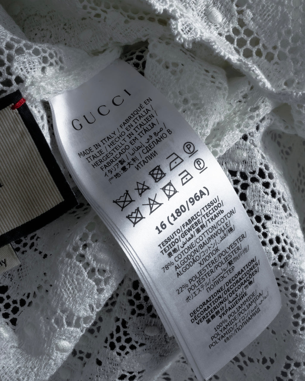 "GUCCI" Michele period floral lace design bow tie shirt