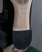 "MIU MIU" Stud＆ribbon design metal heel pumps