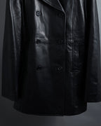 "COACH" Double-breasted panel work design leather coat