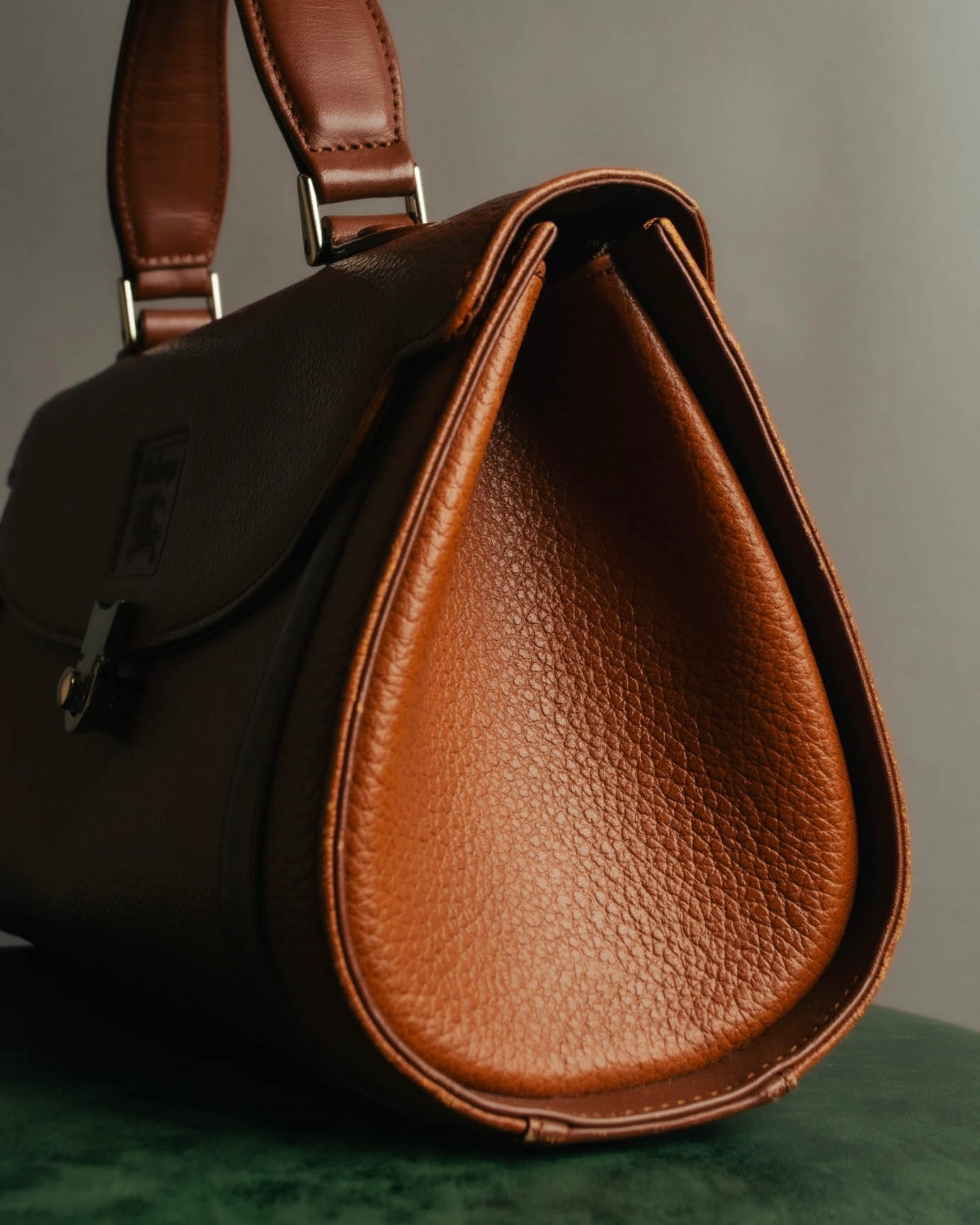 "Burberrys" 80's-90's Classic grained leather top handle handbag