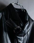 "Claude Montana" Drawcord detail stand-up collar leather blouson