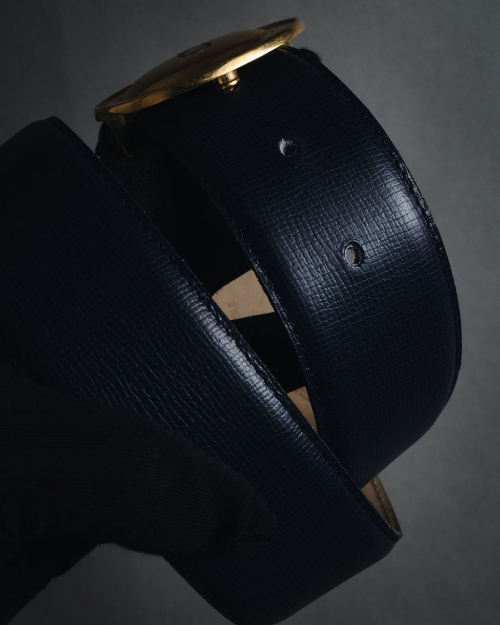 "Christian Dior" Oval logo buckle structured leather belt