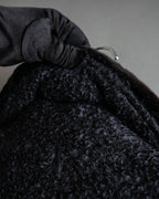 "Valentino Garavani" Fur collar boucle wool mid-length coat