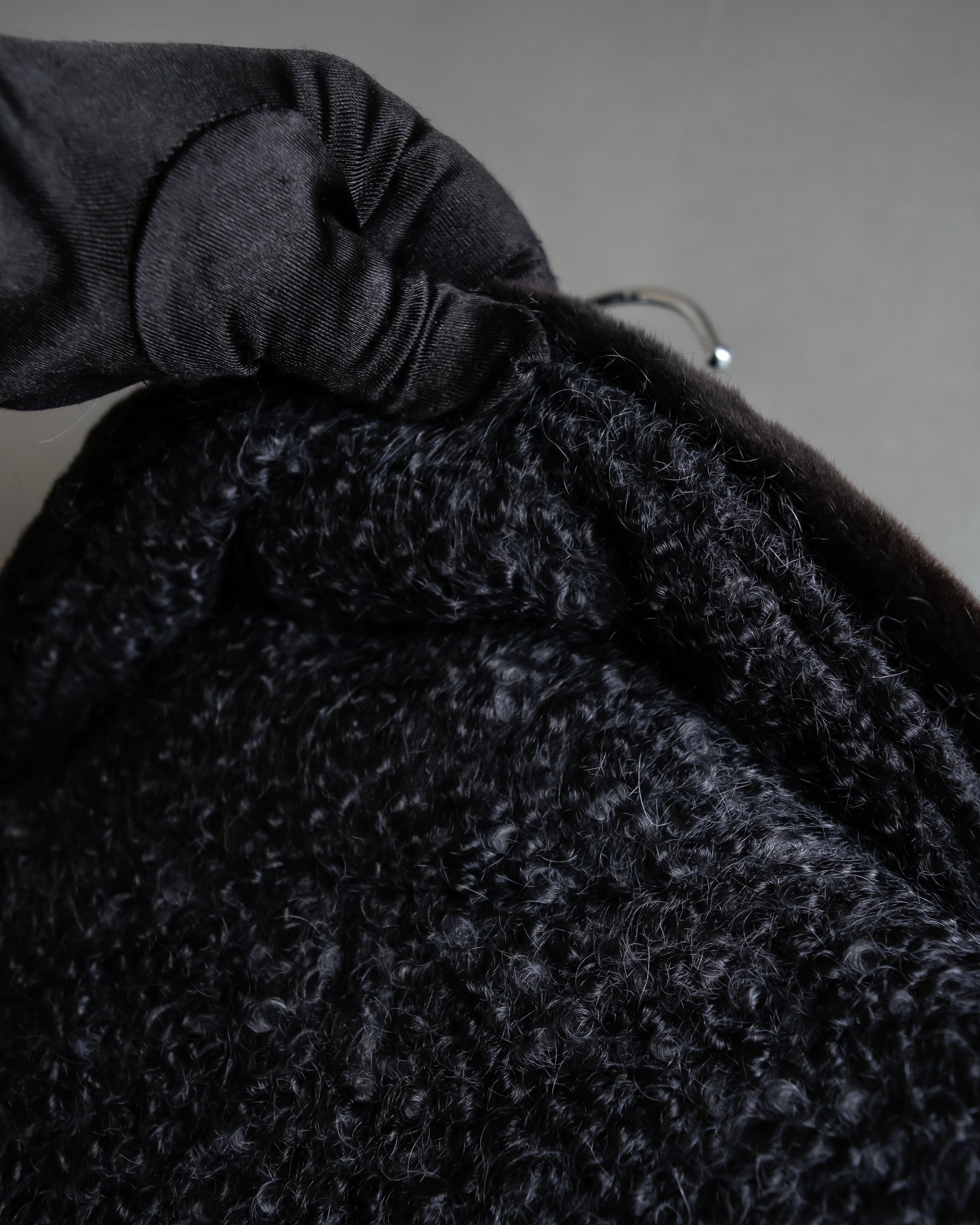 "Valentino Garavani" Fur collar boucle wool mid-length coat