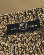 “BALENCIAGA” 90’s-00’s Textured melange wool-blend crewneck sweater