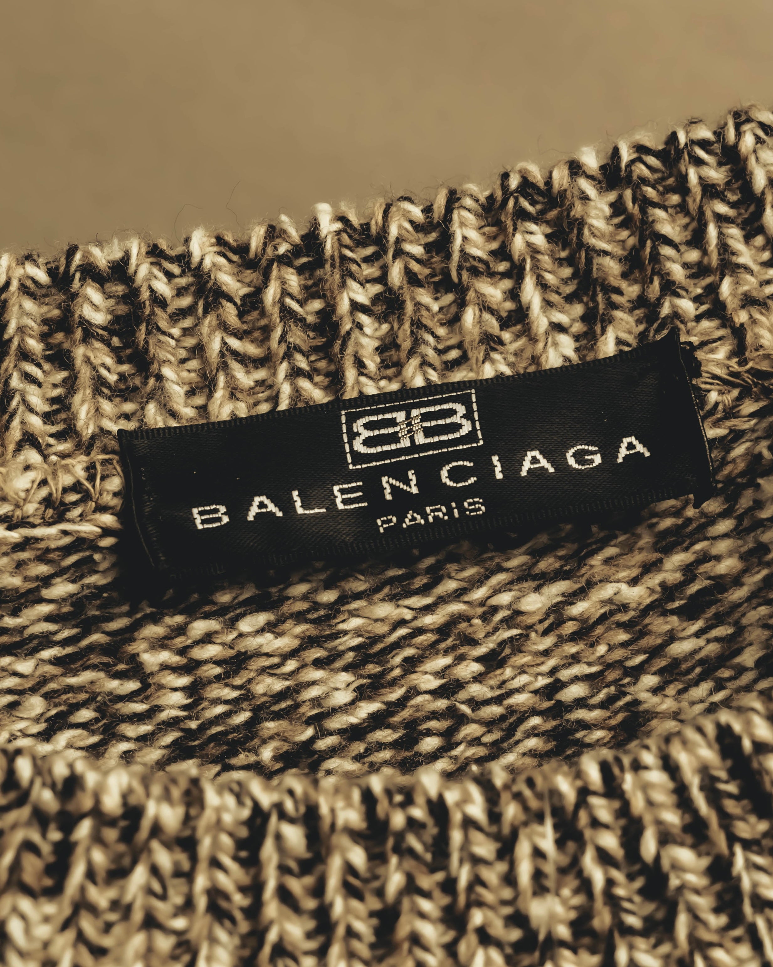 “BALENCIAGA” 90’s-00’s Textured melange wool-blend crewneck sweater