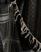 "GUCCI" GG monogram &amp; check pattern fringe large stole