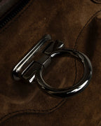 "Salvatore Ferragamo" Gathered form Gancini motif design suede hand bag