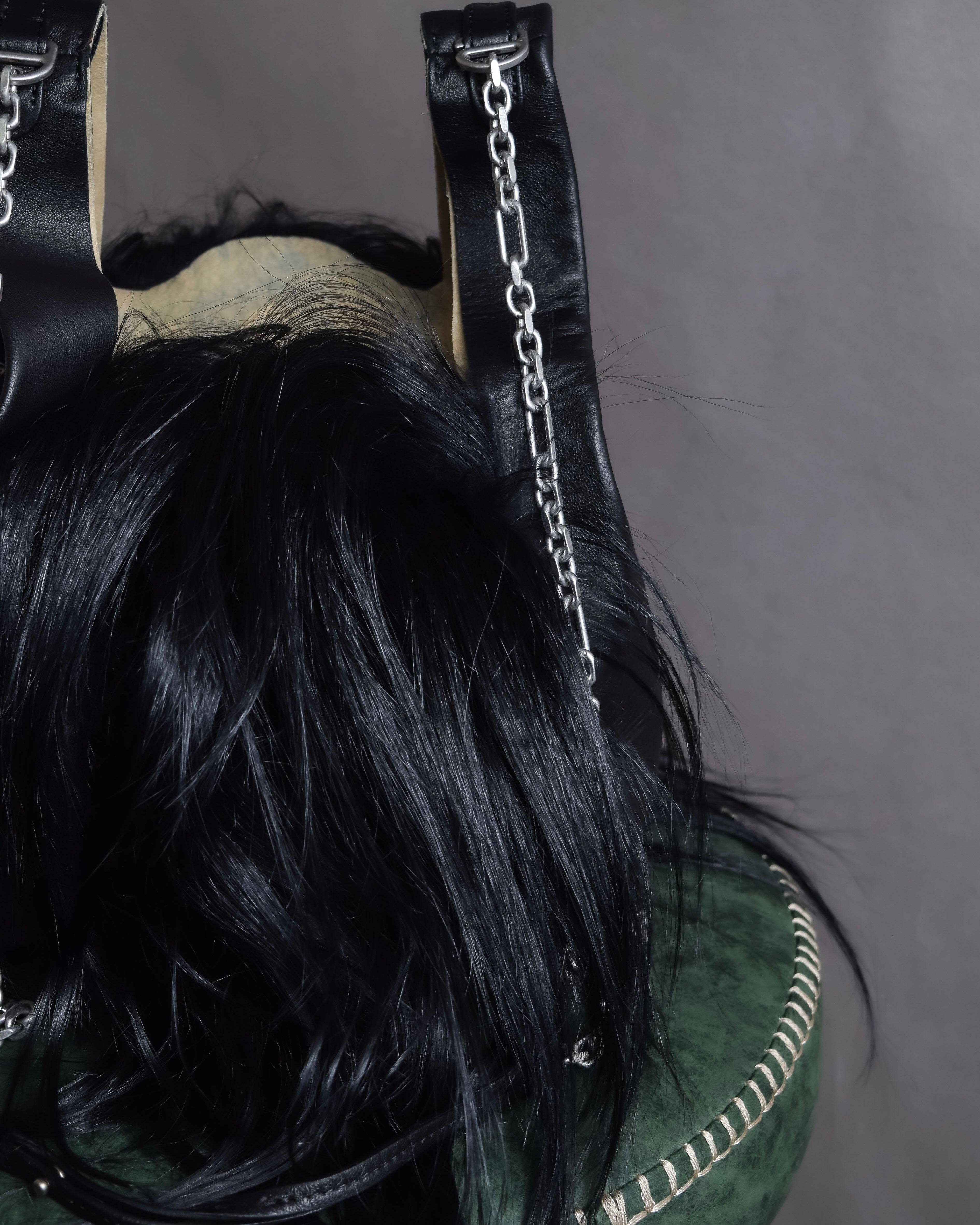 "MAISON MARGIELA" Wig fur design chain shoulder leather bag