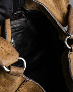 "PRADA" Hook hardware design ostrich leather shoulder bag