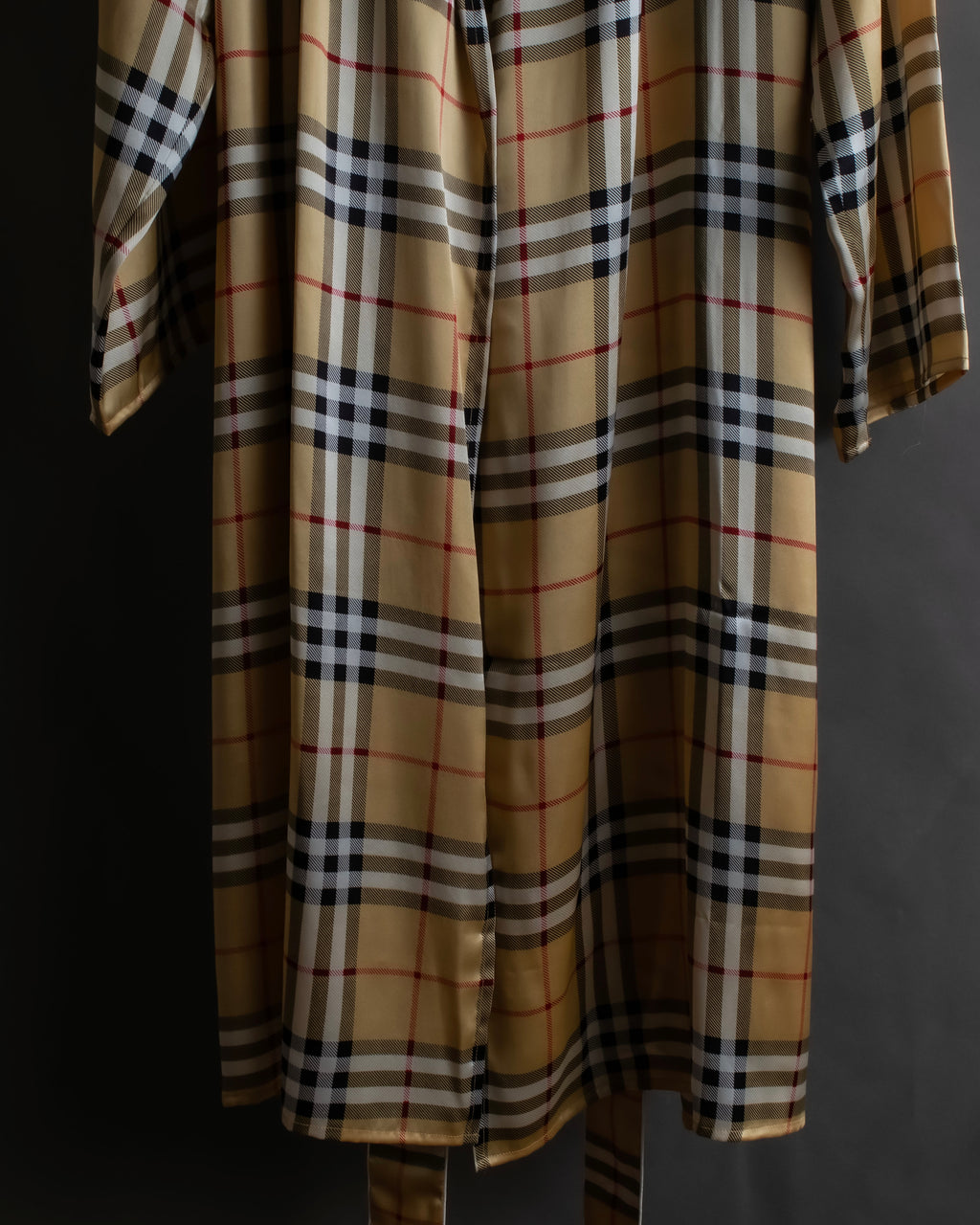 "BURBERRYS" Nova check maxi length silk gown coat