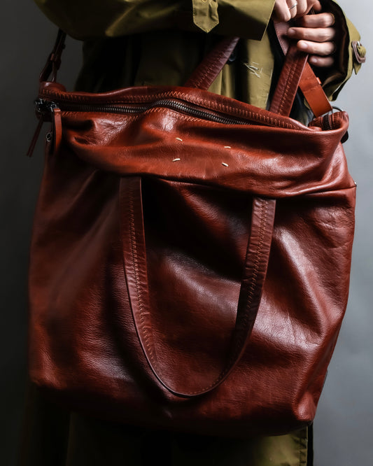"MAISON MARGIELA" Genuine leather 2way brown color sailor bag