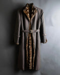 "HIROKI" Real fur lined maxi length belted coat