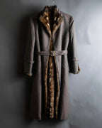 "HIROKI" Real fur lined maxi length belted coat