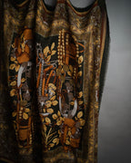 “LOEWE” 90’s–00’s Equestrian motif wool silk fringe scarf